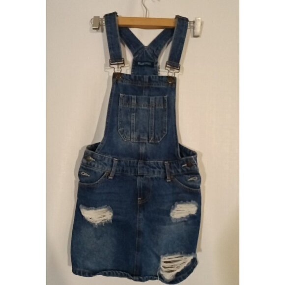 Blue Spice Pants - Blue Spice Bib Distressed Skirt  Women's Size 5 Blue Denim Jeans
